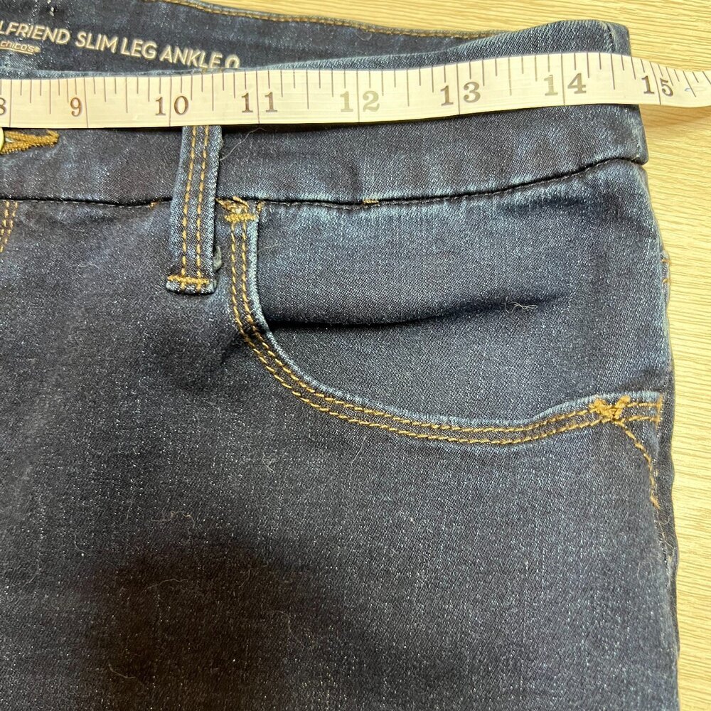 Chico's Ankle Jeans Womens S (0) Perfect Stretch Slim Leg Girlfriend Beaded Hems - Picture 10 of 14